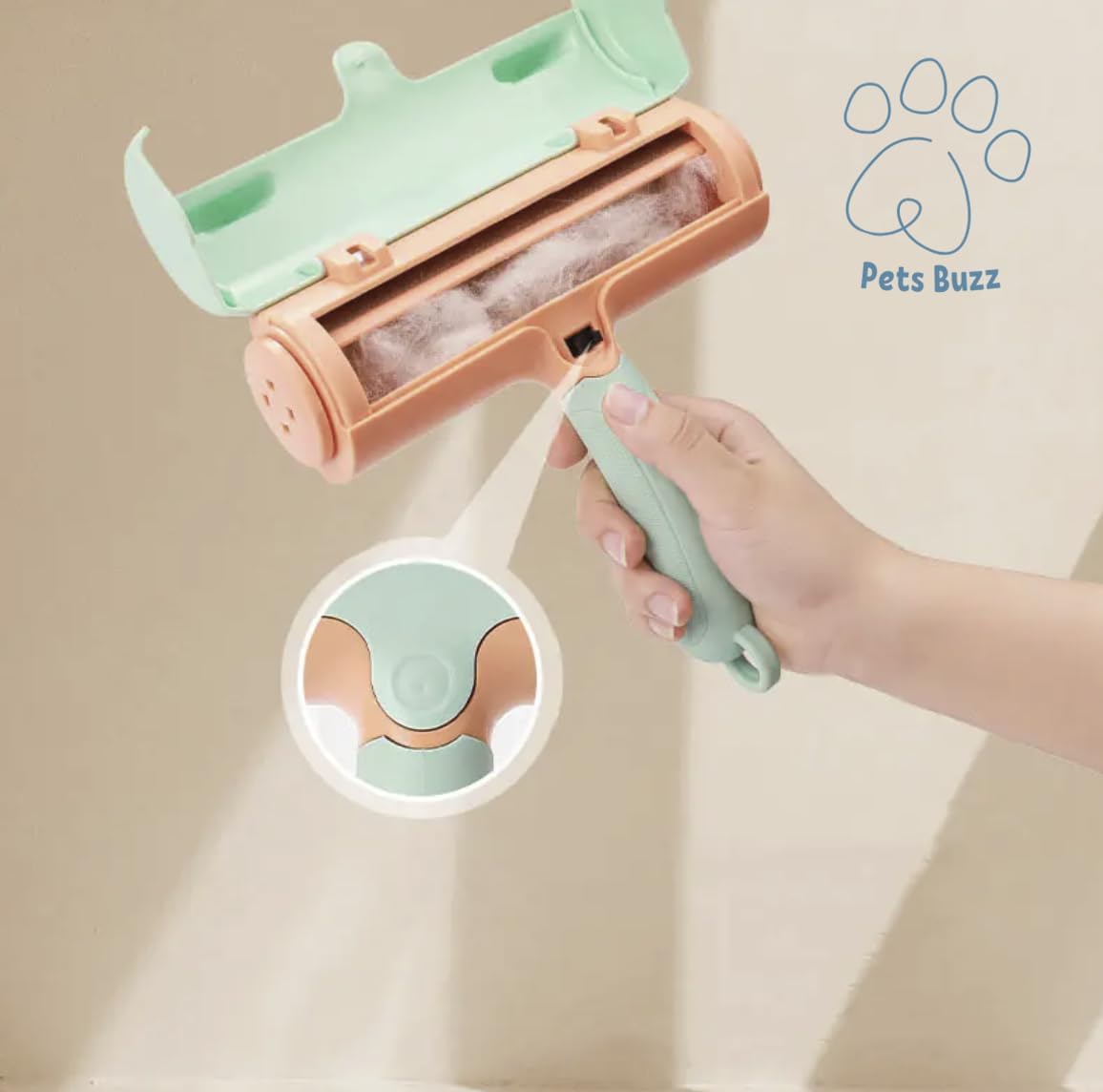 Dog Roller Lint for furniture/clothes (PetsBuzz®) REUSABLE FOREVER, Pet Lint Roller any surface, Cat Fur removal roller any surface. Dog Hair Roller