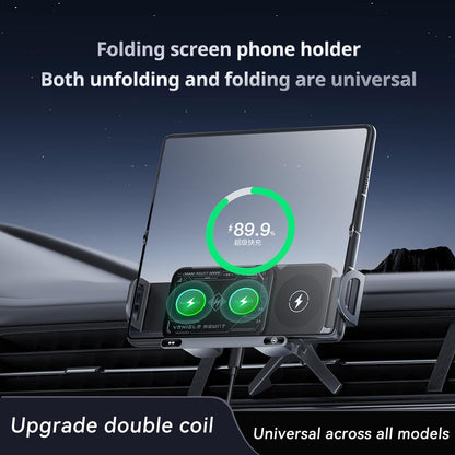 Wireless Car Phone Mount, 15W Fast Charging Auto-Rotating Holder with Foldable Design, Compatible with iPhone and Smartphone Devices, Silver (silver)