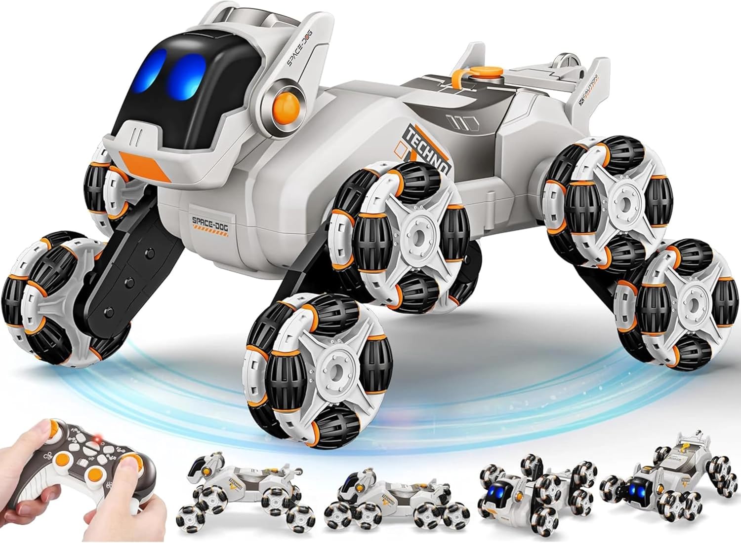Ai Robot Dog Toy Version 2 –STEM Intelligent Mechanical Climbing Robot Dog Pet with Remote Control, 8‑Wheel & 4‑Wheel Drive – Fun Tech Toy for Kids (White)