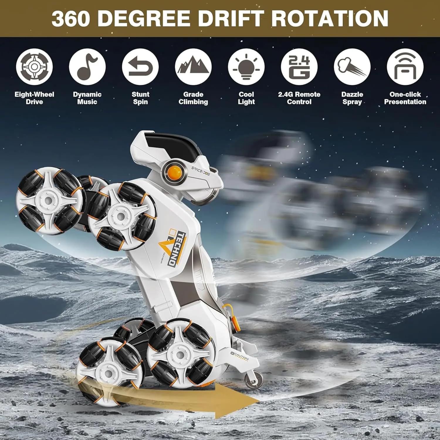 Ai Robot Dog Toy Version 2 –STEM Intelligent Mechanical Climbing Robot Dog Pet with Remote Control, 8‑Wheel & 4‑Wheel Drive – Fun Tech Toy for Kids (White)