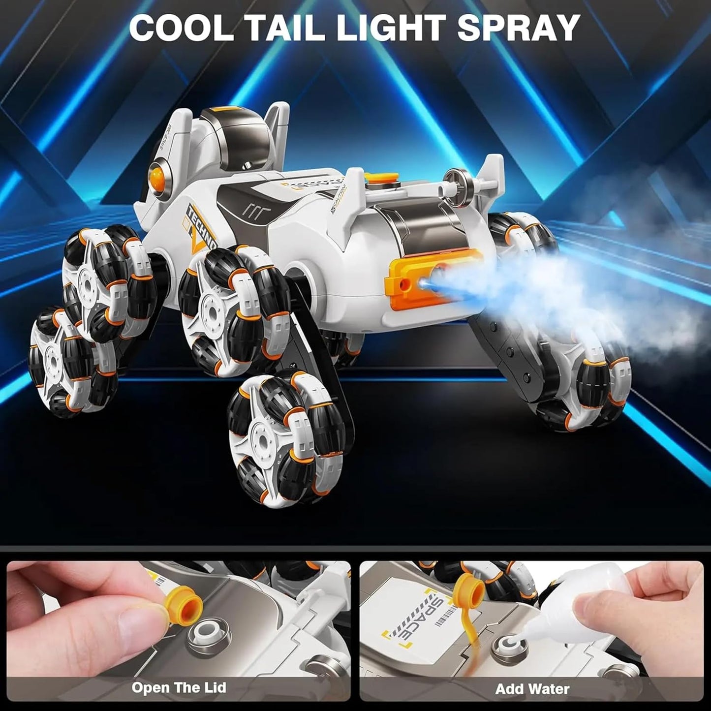 Ai Robot Dog Toy Version 2 –STEM Intelligent Mechanical Climbing Robot Dog Pet with Remote Control, 8‑Wheel & 4‑Wheel Drive – Fun Tech Toy for Kids (White)