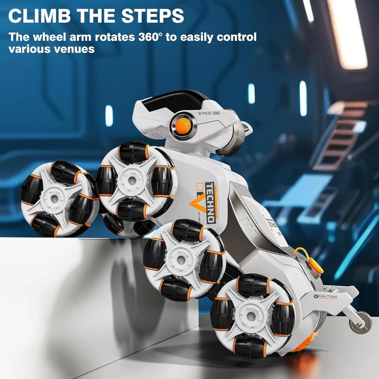Ai Robot Dog Toy Version 2 –STEM Intelligent Mechanical Climbing Robot Dog Pet with Remote Control, 8‑Wheel & 4‑Wheel Drive – Fun Tech Toy for Kids (White)
